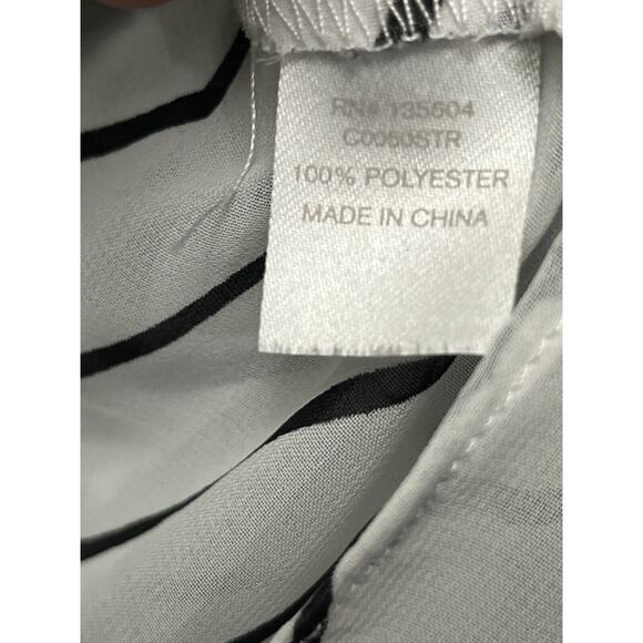 Charming Charlie Top Womens size small black white sheer blouse Striped Wrap - Picture 6 of 6